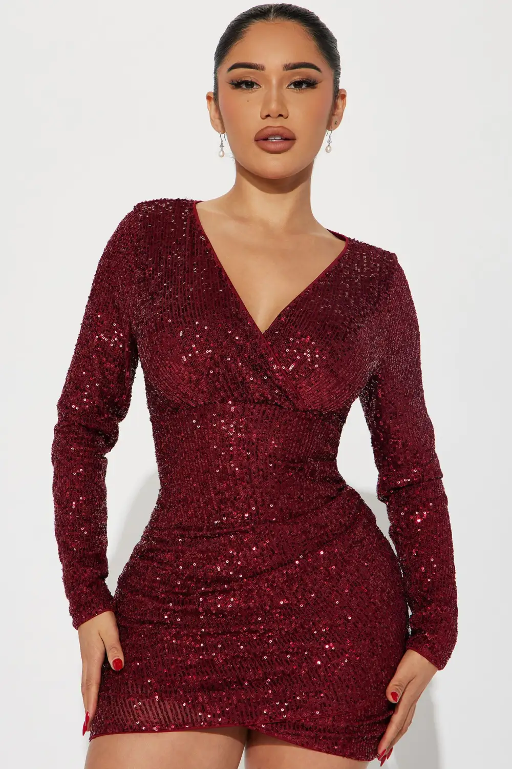 Elliana Sequin Mini Dress - Burgundy