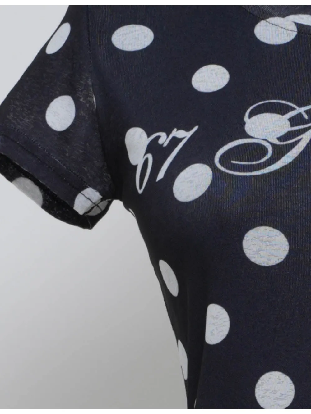 Chic Polka Dot Round Neck Short Sleeves Top