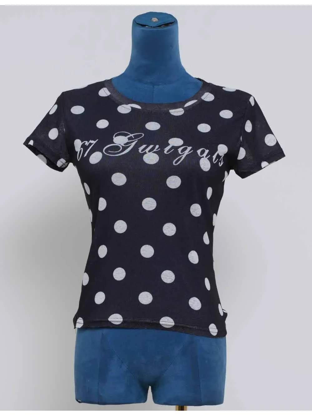 Chic Polka Dot Round Neck Short Sleeves Top