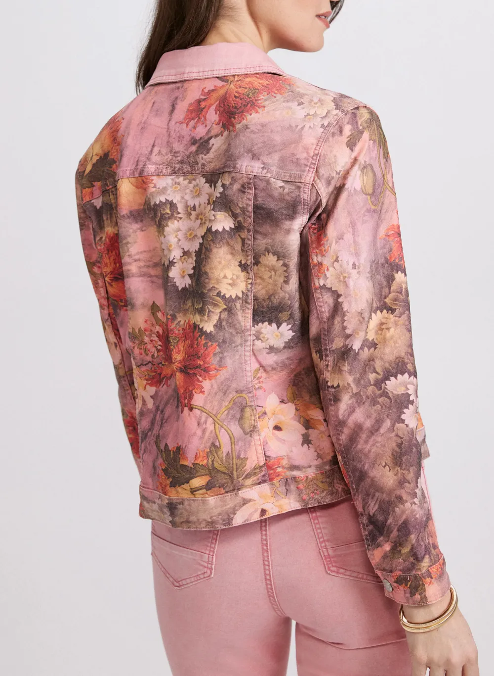 Sweet Floral Print Denim Jacket