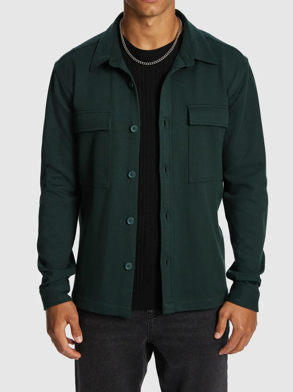 Teal Utility Style Long Sleeve Shirt