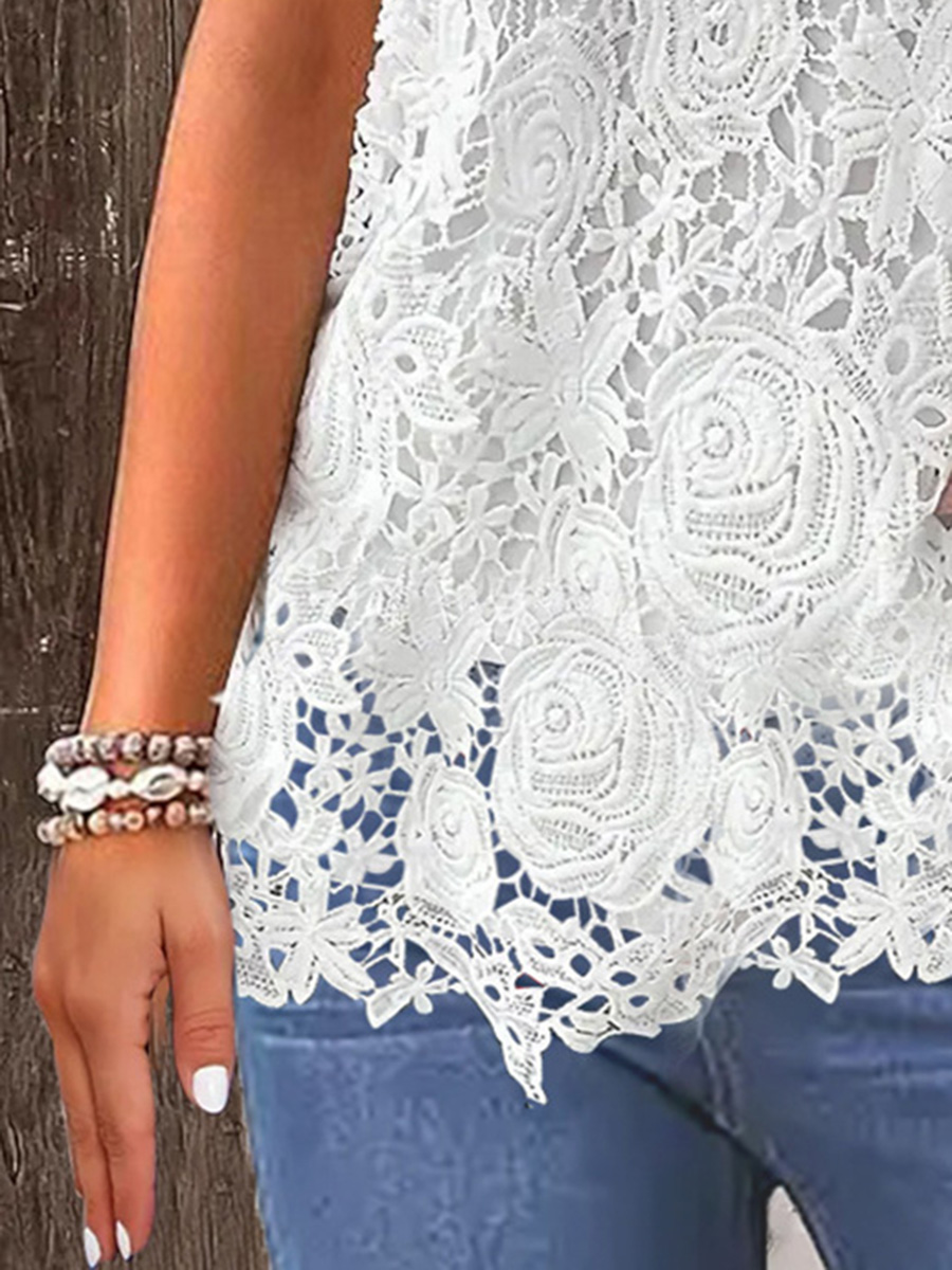 Elegant Lace Short Sleeve Top