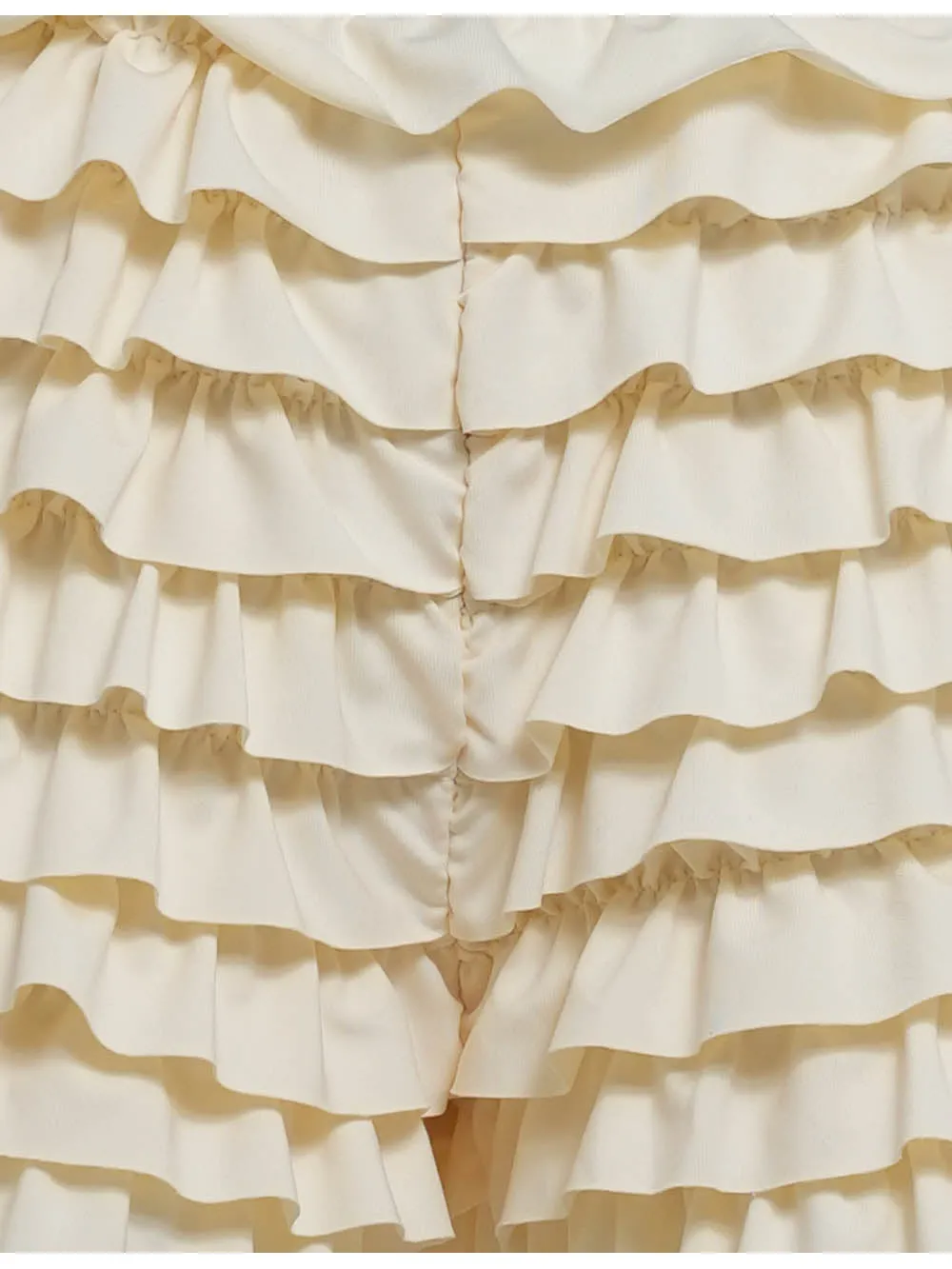 Tiered Ruffle Solid Color Elastic Waist Mini Shorts