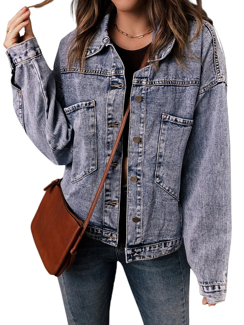 casual solid color buttoned short jacket