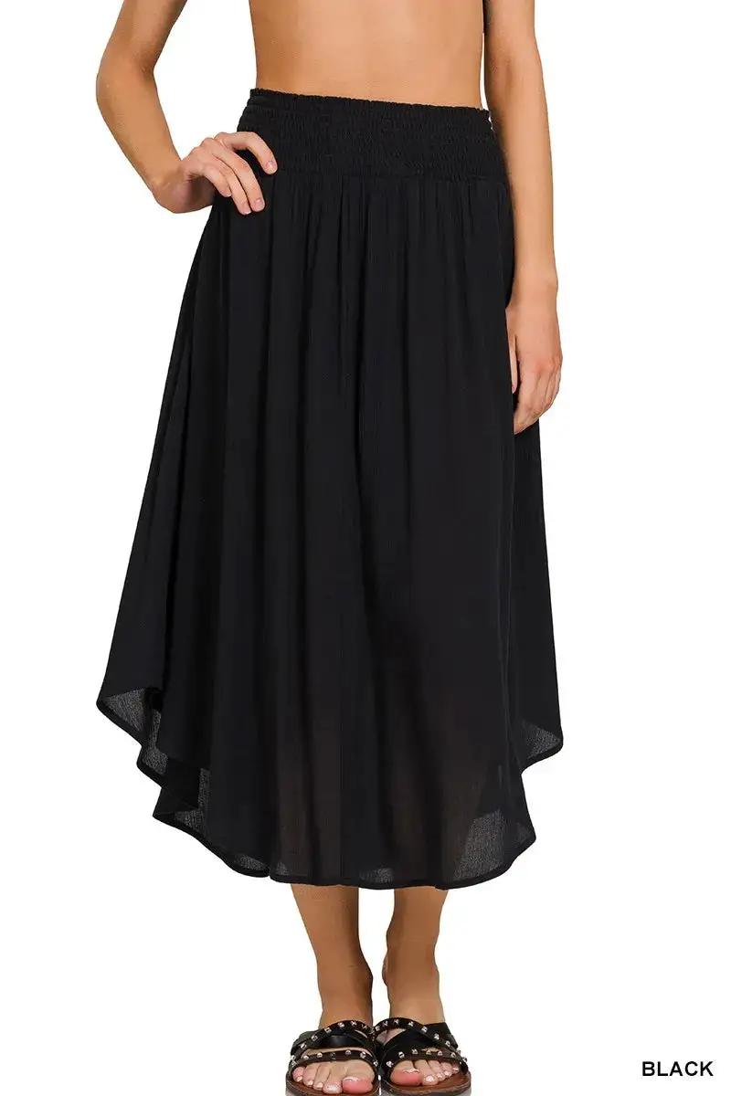 Modern Smocked Pocket Maxi Skirt