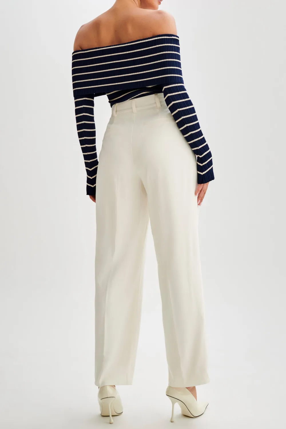 Striped Off Shoulder Knit Top