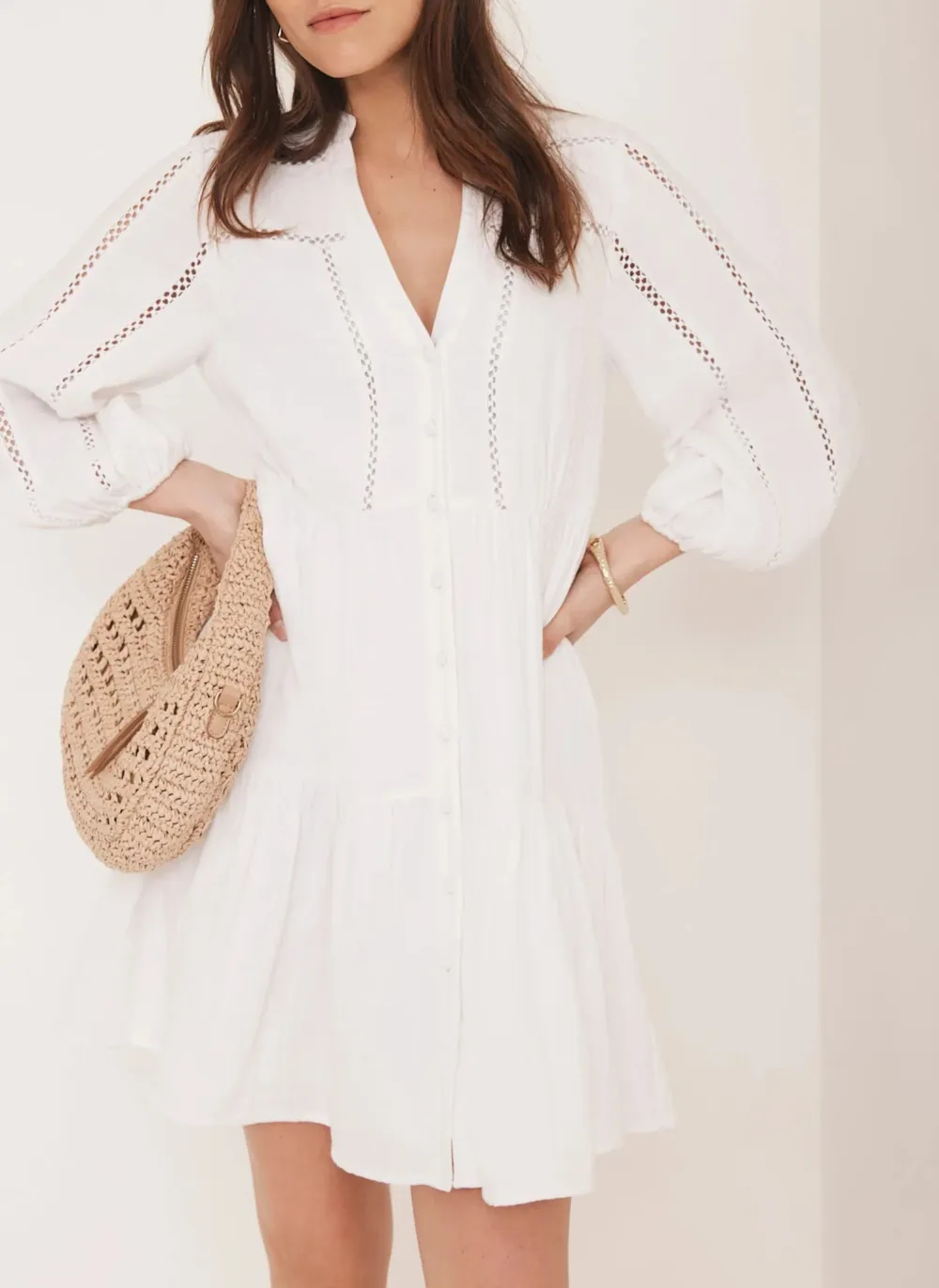 Casual Style Cotton Mini Dress