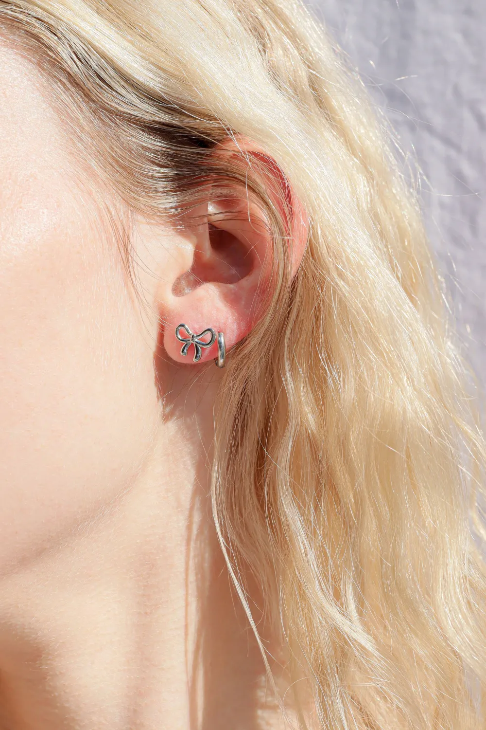 Stainless Steel Bow Stud Earrings