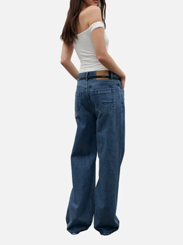 Button Mid-Rise Loose Jeans