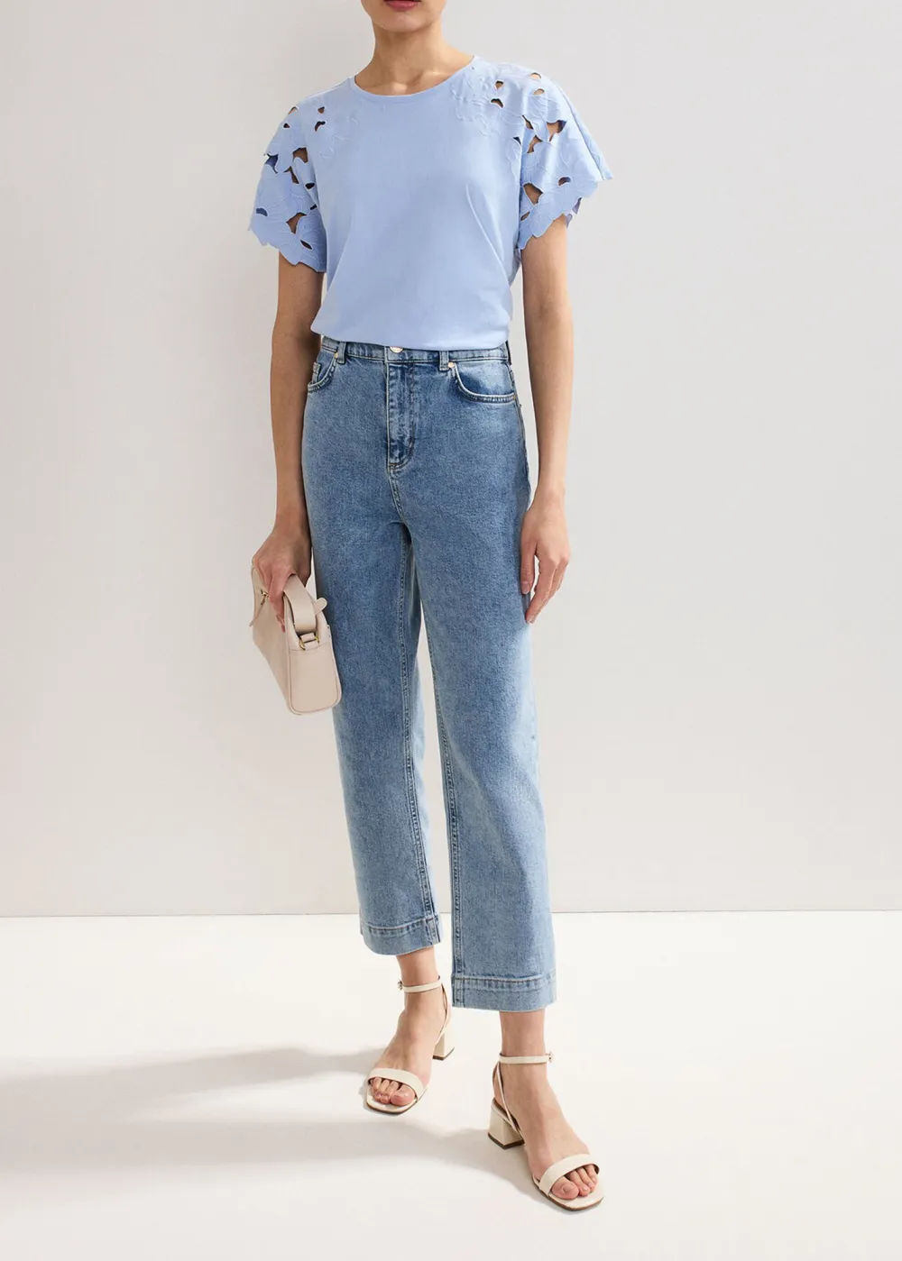Artistic Design Round Neck Hollow Solid Color Top