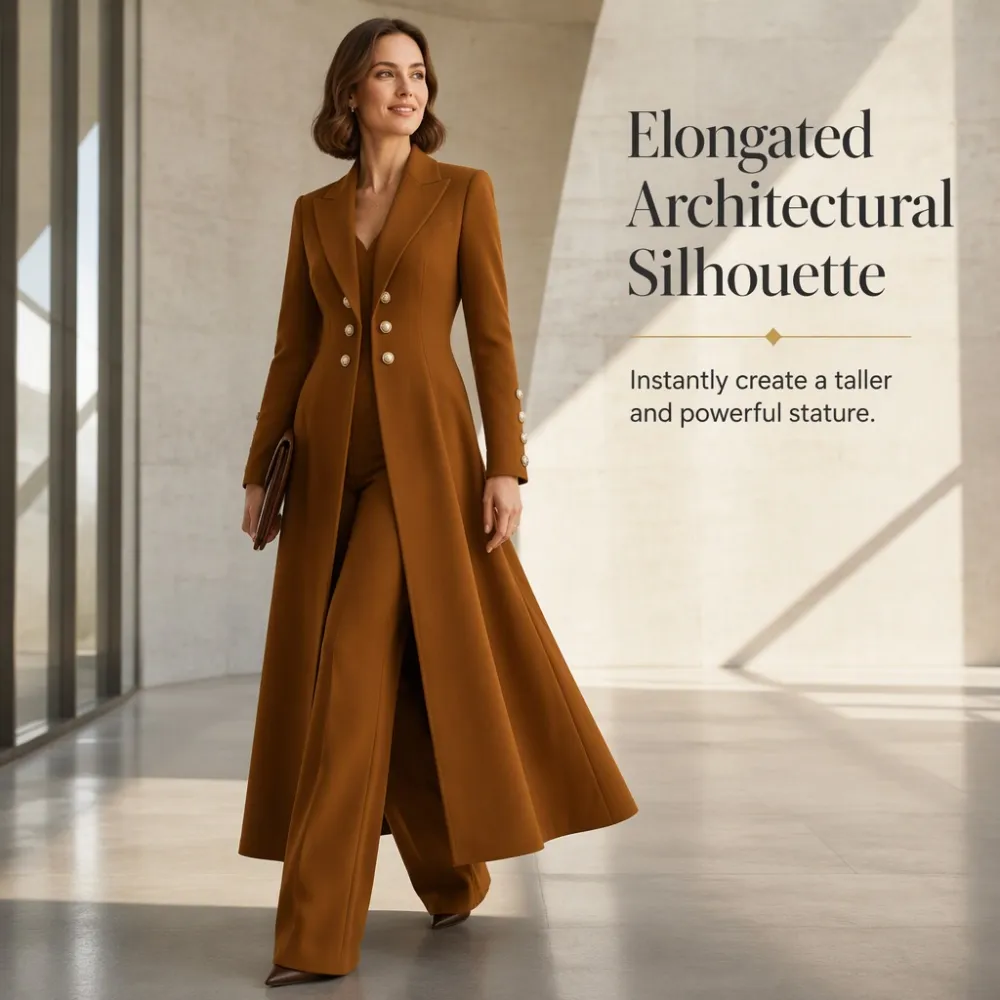 ⏰ 50% discount on season change - quality at half price!✨Women's Elegant Autumn 2 Piece Outfit Set with Retro Long Sleeve Coat and Simple Trousers