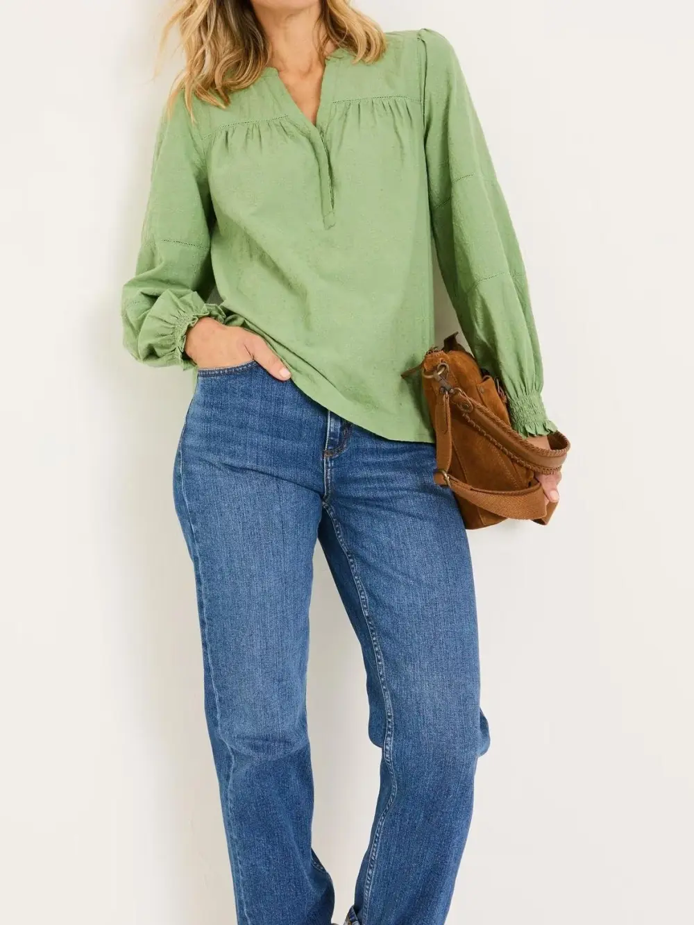 Poppy Olive Green Embroidered Blouse