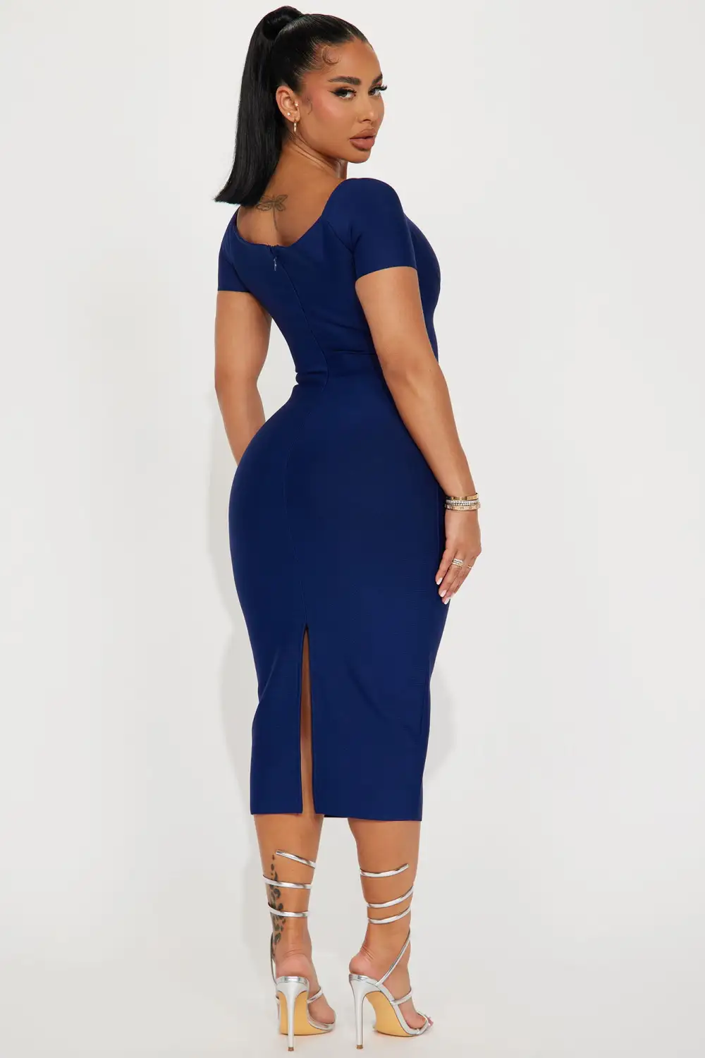 Take It Or Leave It Bandage Midi Dress - Navy