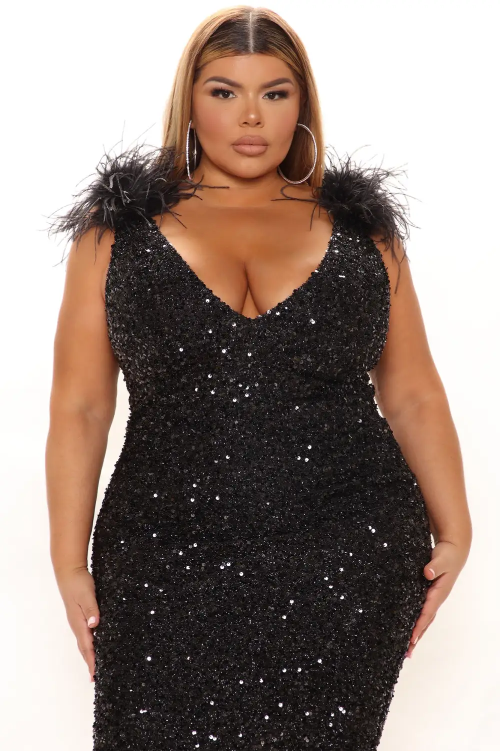 Thriving With You Sequin Midi Dress - Black