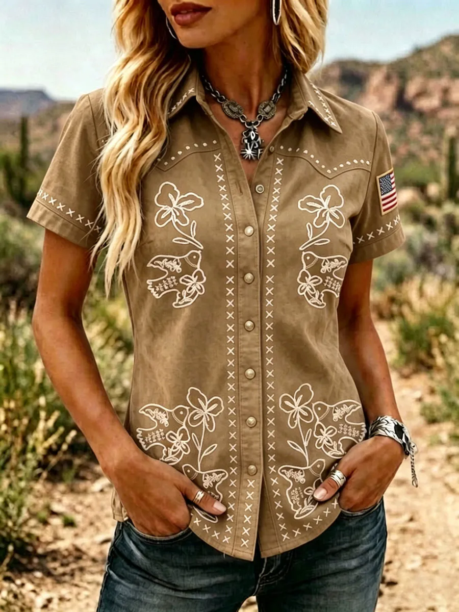 Women'S 250Th Anniversary American Western-Style Retro Shirt