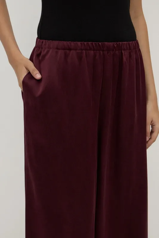 Merlot Silk Wide-Leg Pant