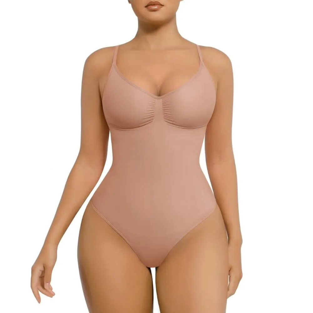 Seamless Adjustable Strap Thong Bodysuit