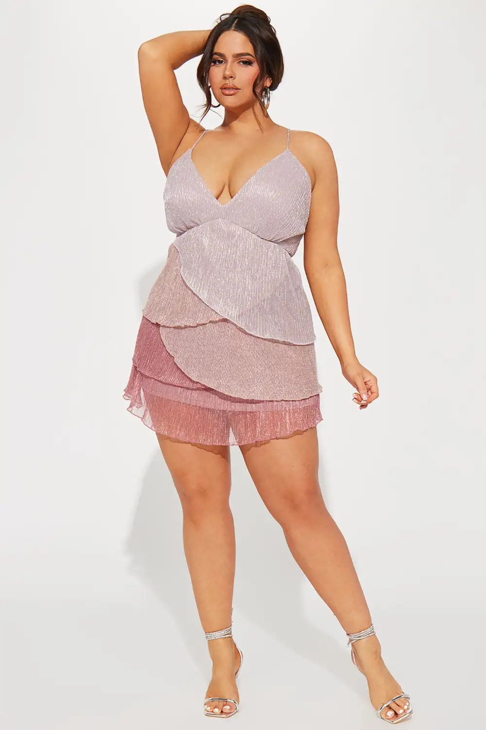Chantelle Plisse Mini Dress - Pink/combo
