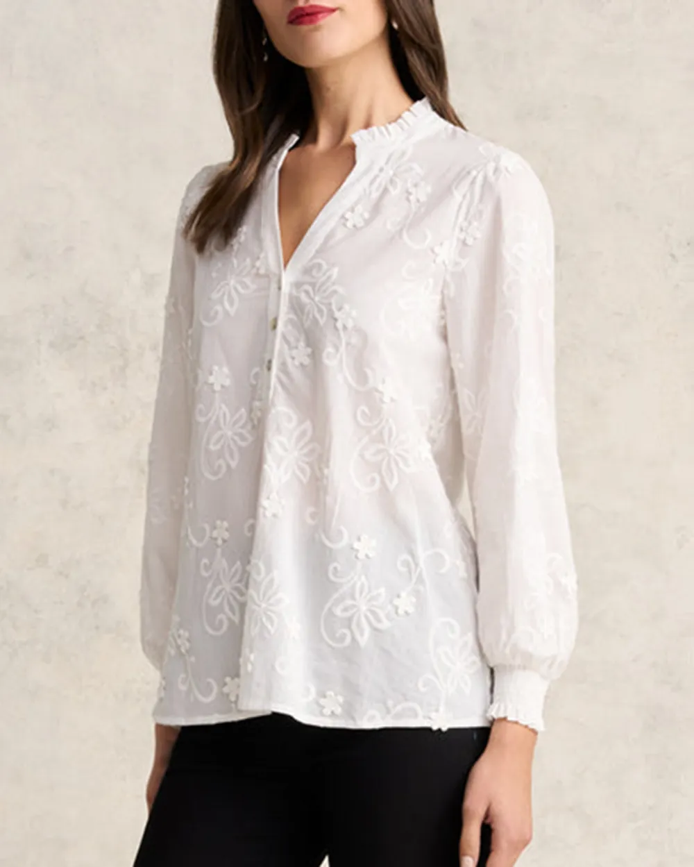 3D Floral Cotton Blouse