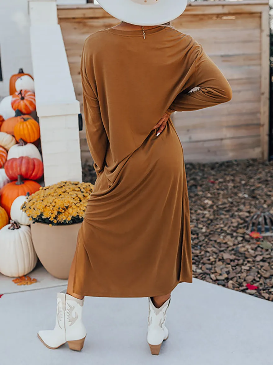 Women's Solid Color Split Long Dress