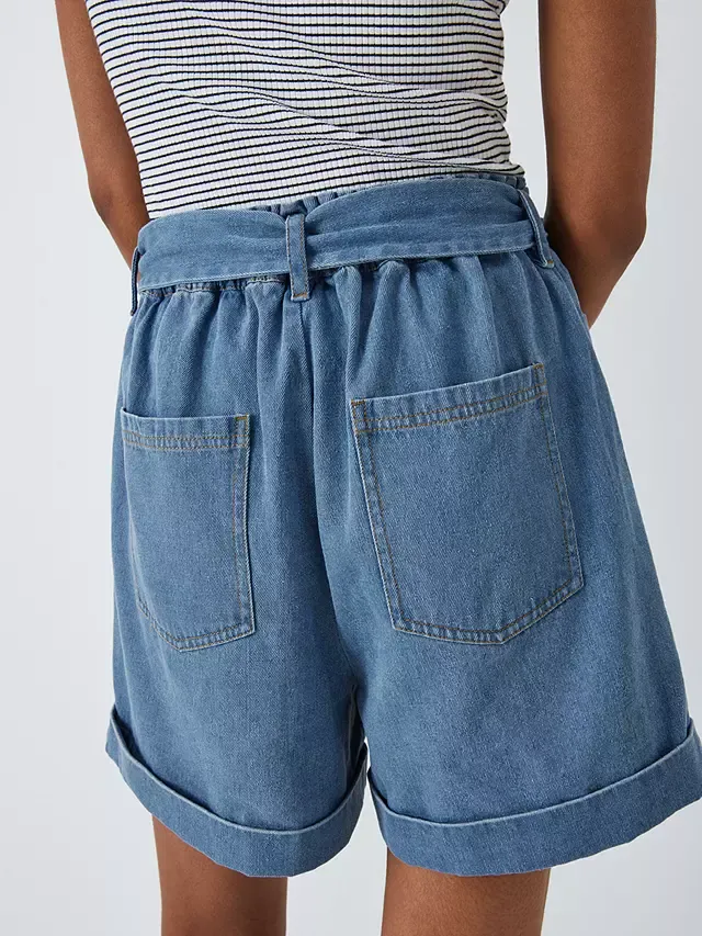 Paperbag Denim Shorts