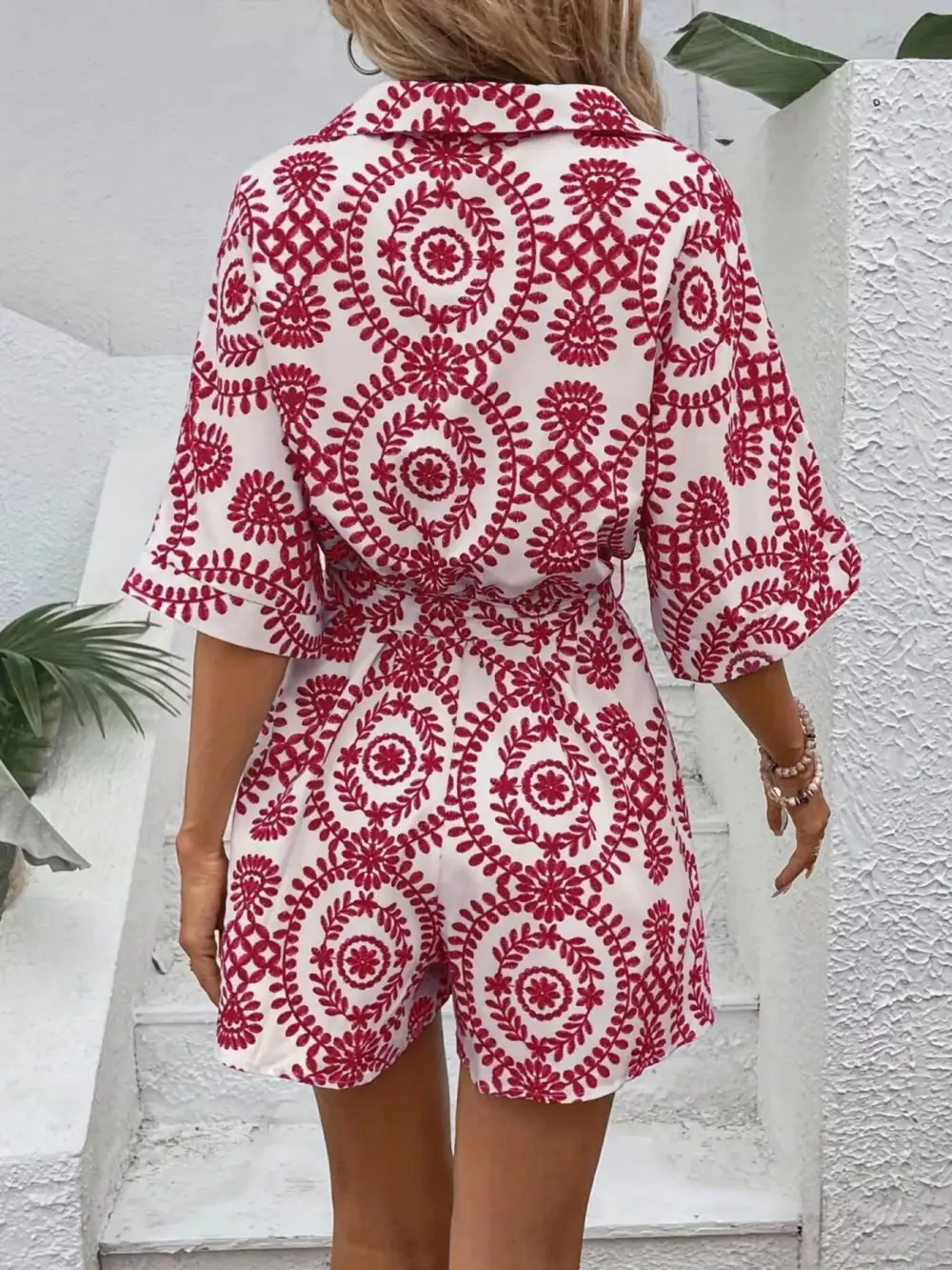 Button Front Jumpsuit Romper