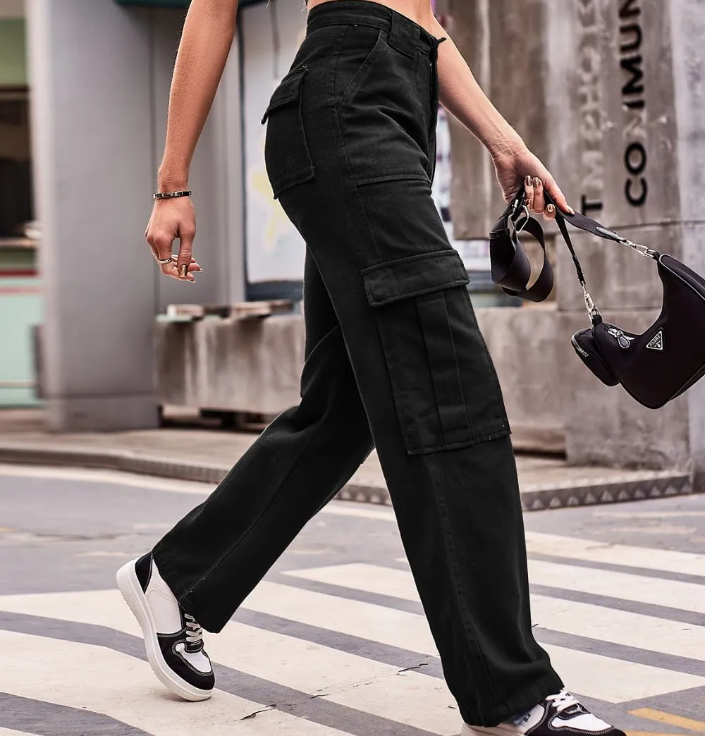 Buttoned High Waist Loose Fit Jeans