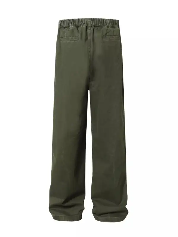 Men's Wide Leg Pants with Elastic Waistband