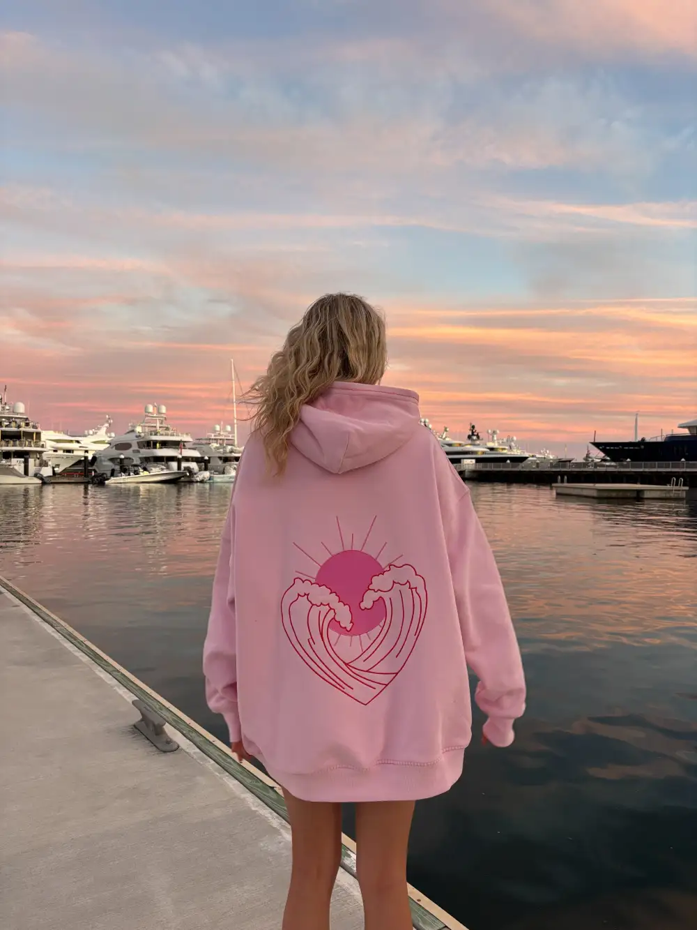 Bubblegum Ocean Heart Stitched Hoodie