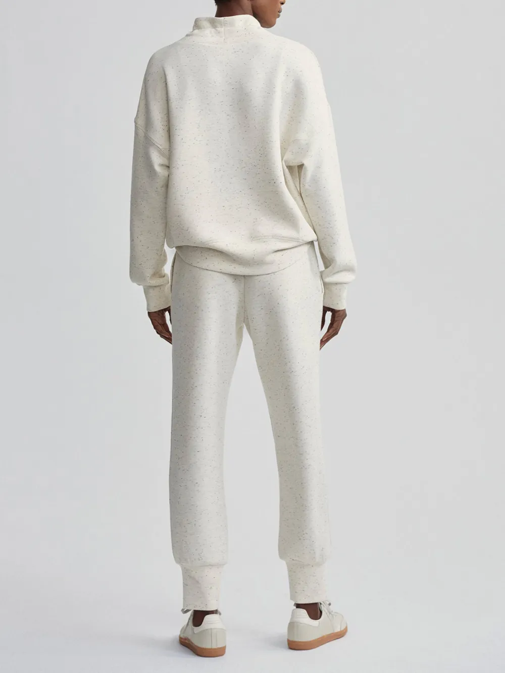 Chic Tie-Neck Loose-Fit Speckled Sweatshirt