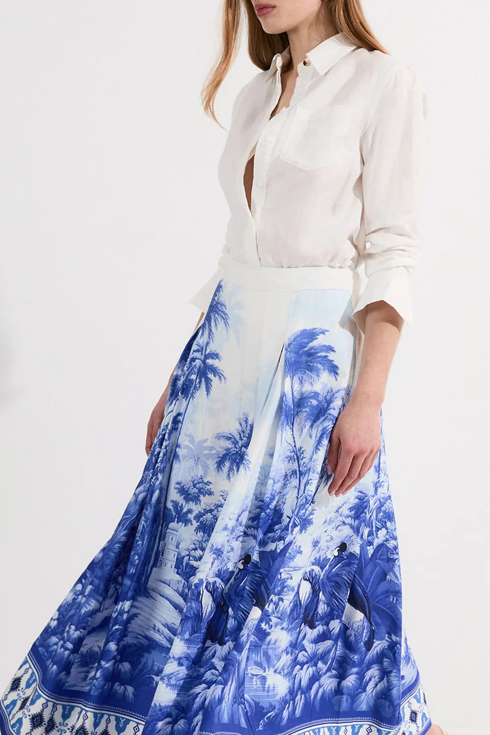A-Line Skirt With Landscape Print