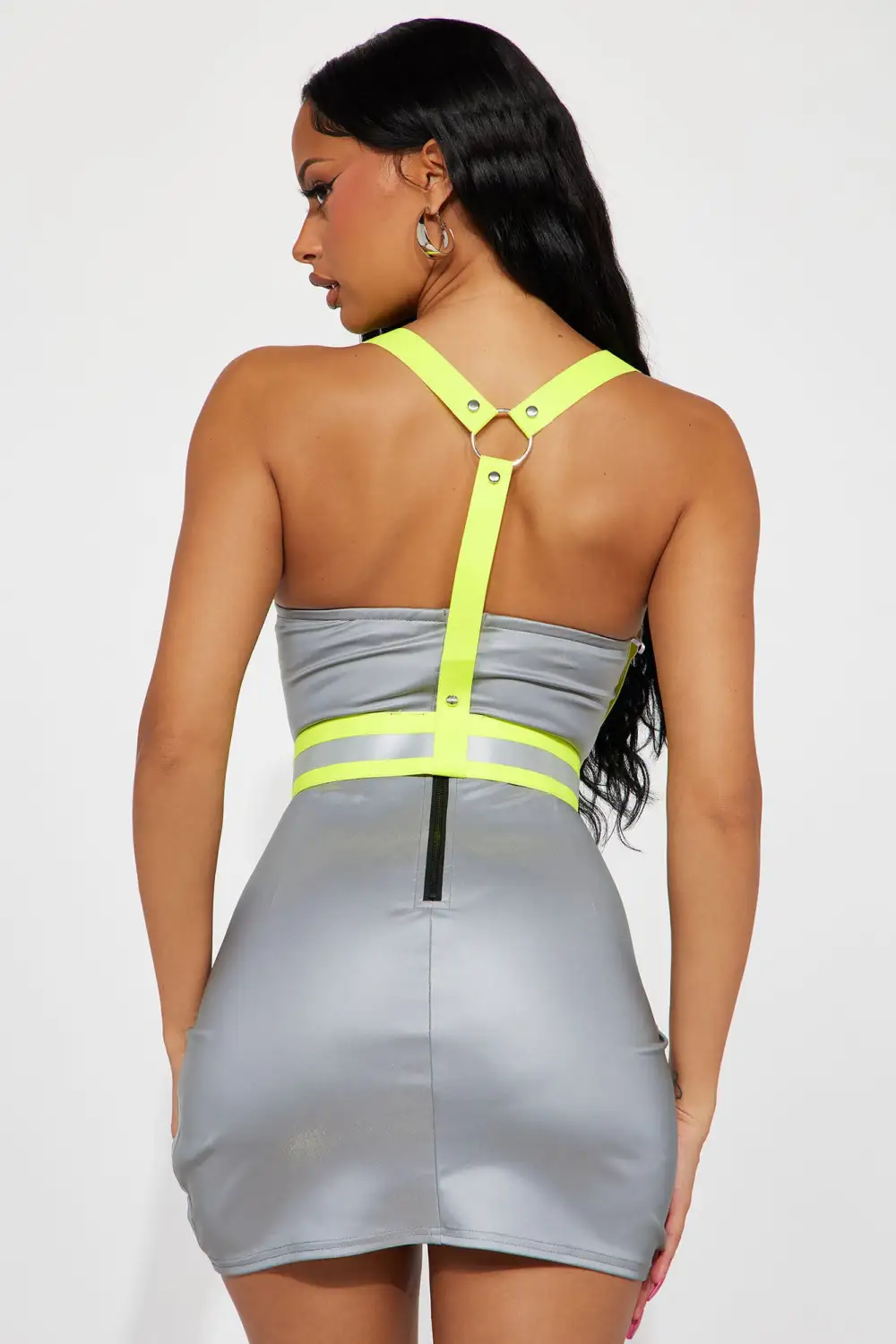Nora Reflective Mini Dress - Grey