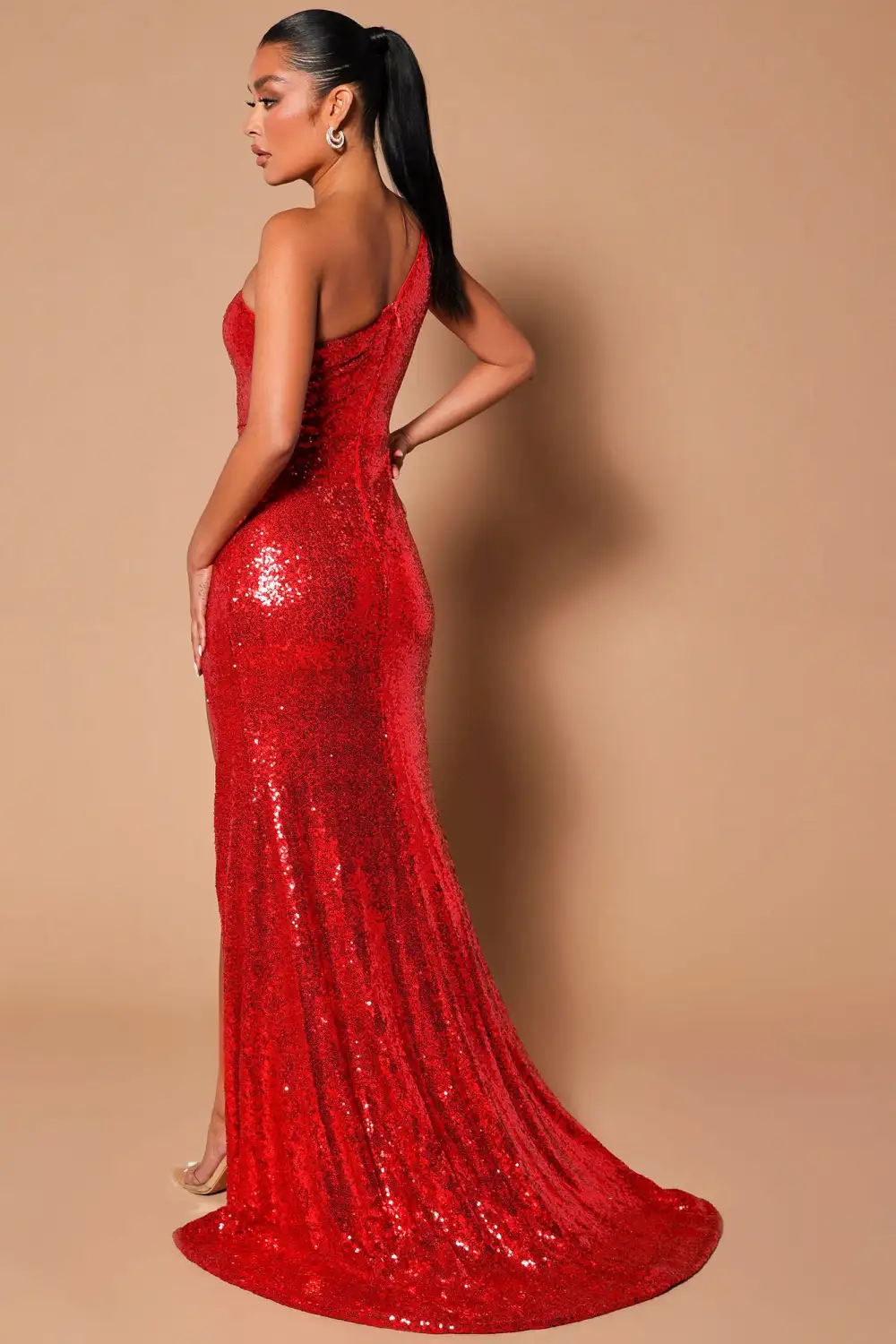 Jolie Sequin Maxi Dress - Red