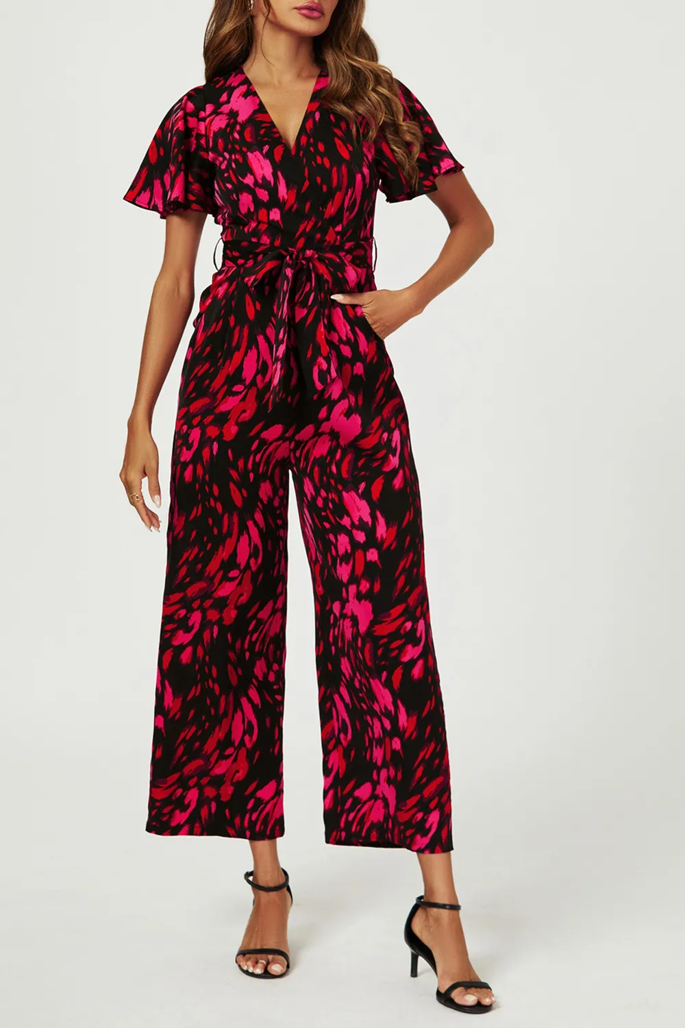 Black And Pink Art Print Women's Jumpsuit