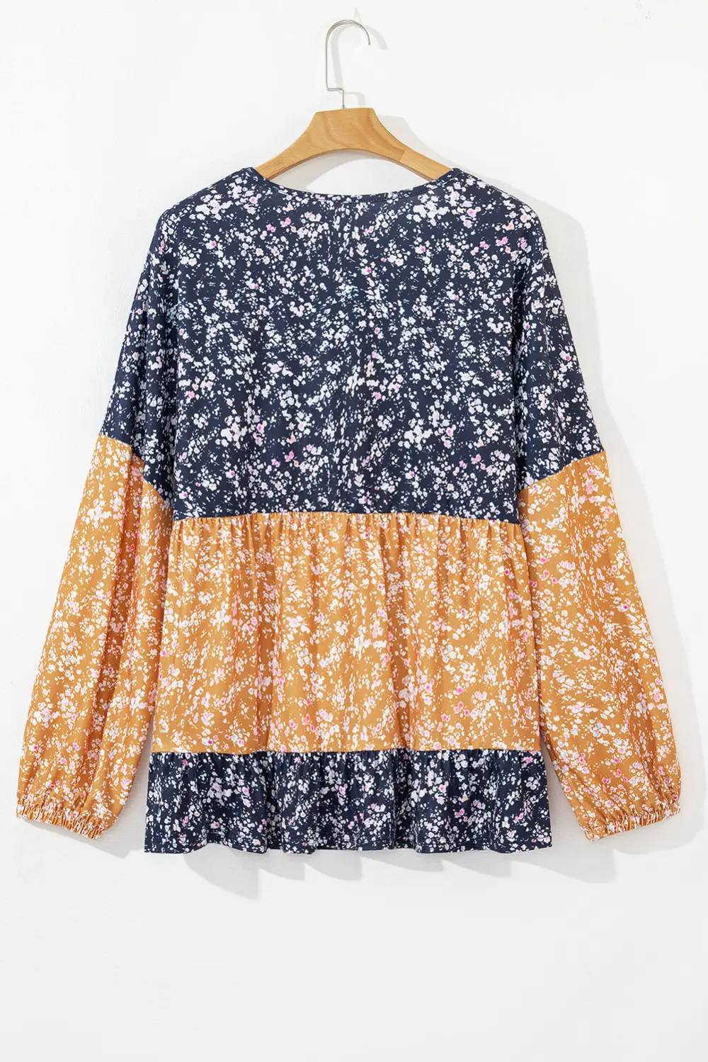 Floral Ruffled Patchwork Blouse