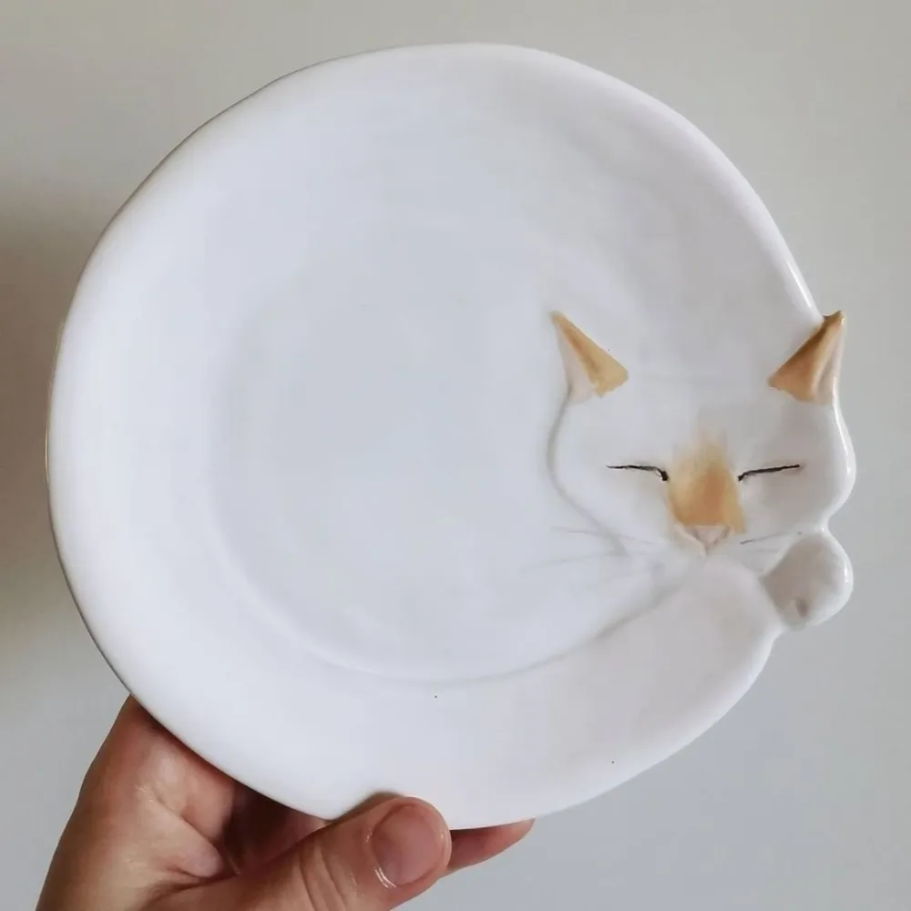 7 pieces cat dinner plates