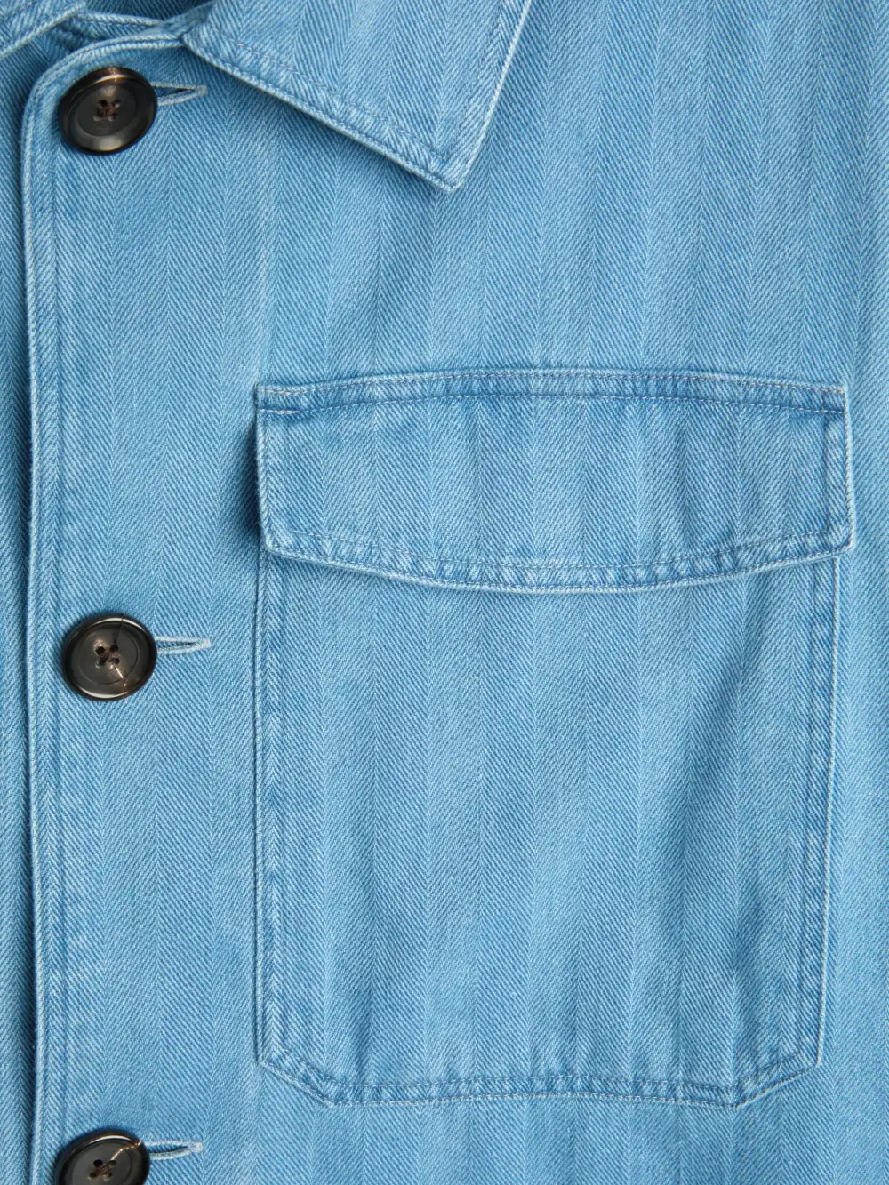 Indigo Long Sleeve Cotton-Linen Jacket