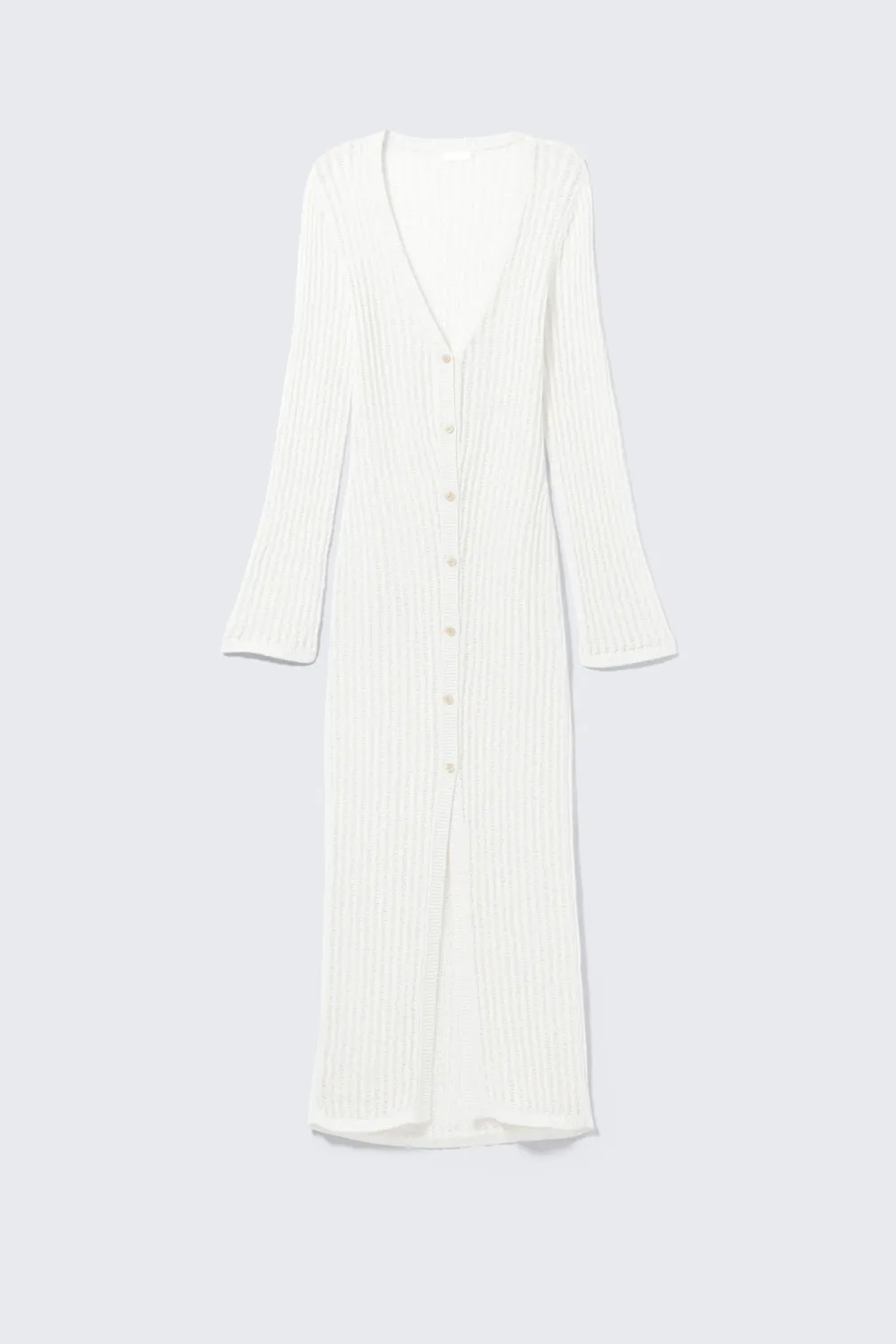 Hollow V-Neck Long Cardigan