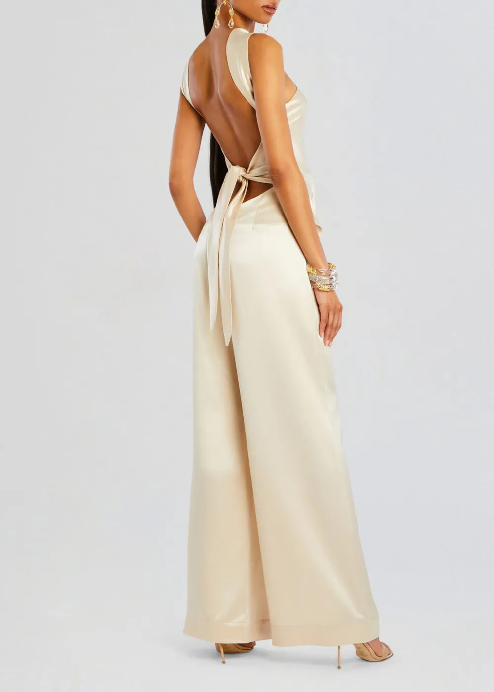 Halter Neck Satin Jumpsuit