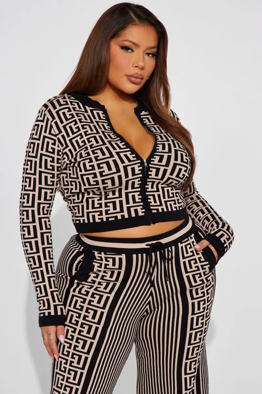 Stay Pretty Sweater Pant Set - Black/combo