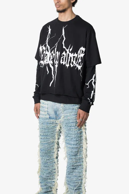 BLACK DOUBLE LAYERED GOTHIC STYLE T-SHIRT