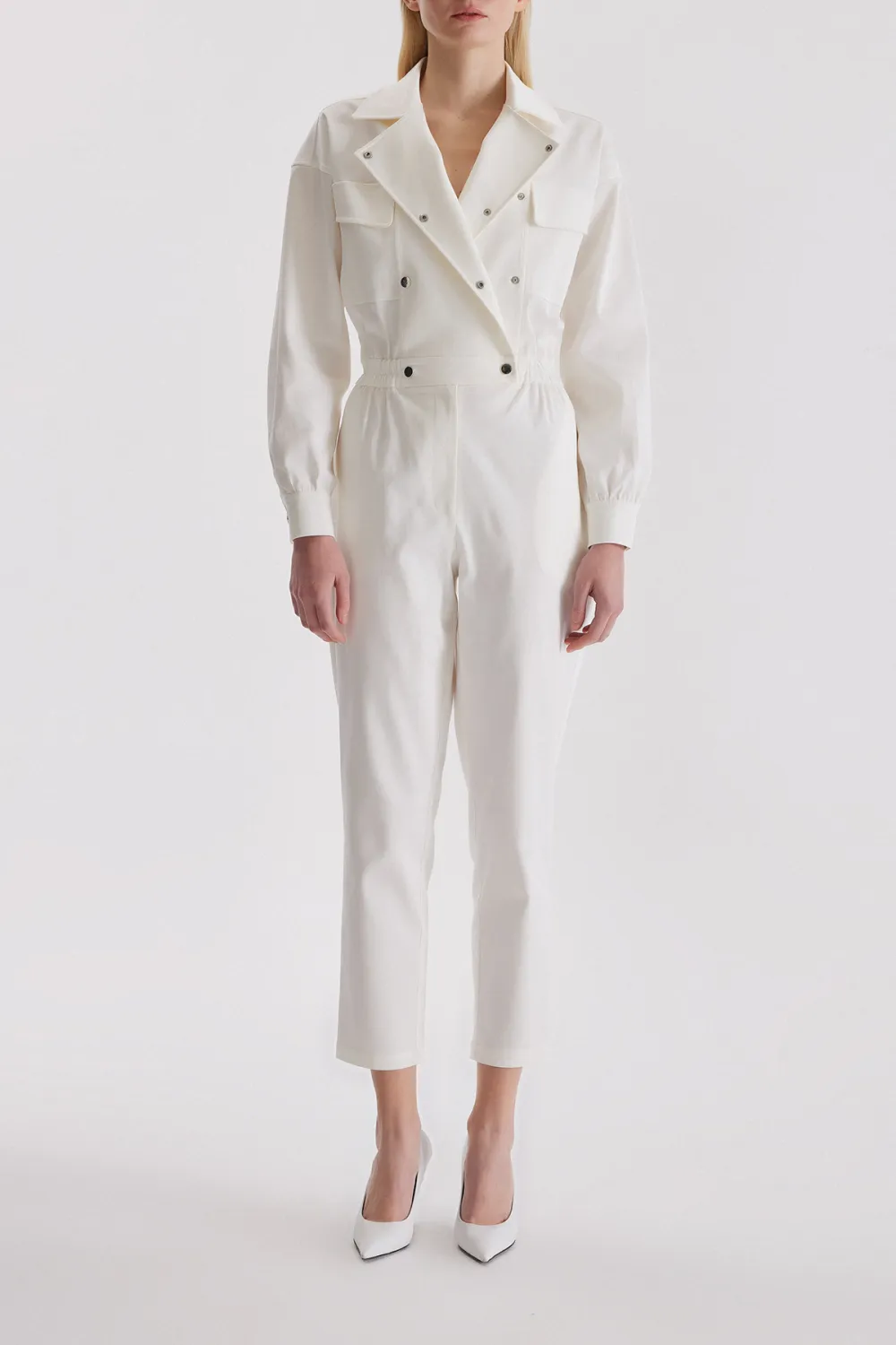 Lapel Jumpsuit-White