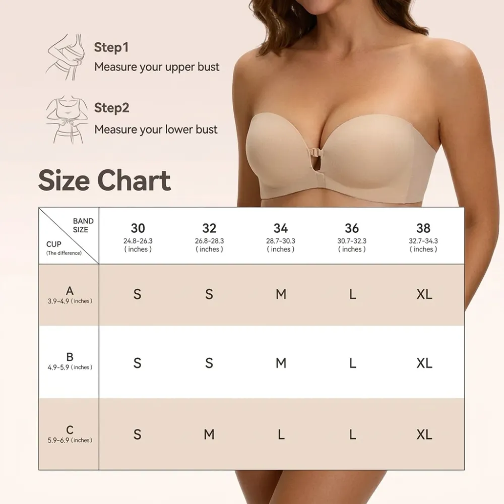 Strapless Front-Close Push-Up Bra