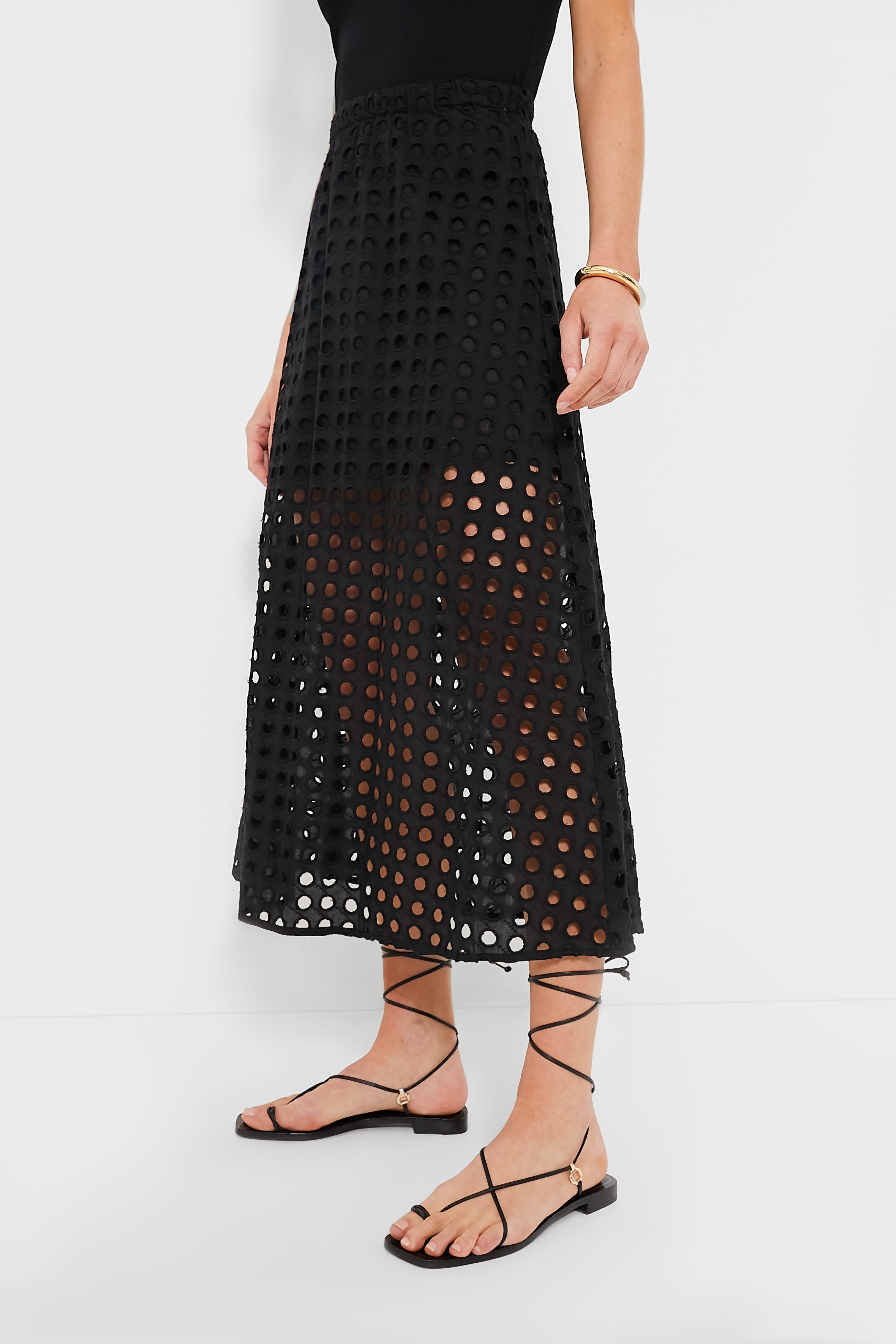 Black Cotton Eyelet Eve Skirt