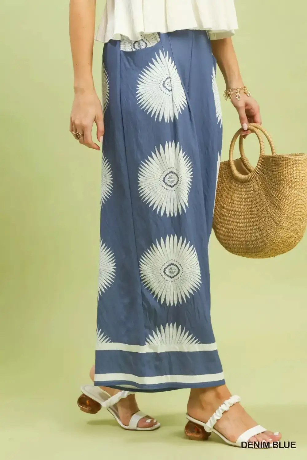 Abstract Border Print Wide Leg Pants