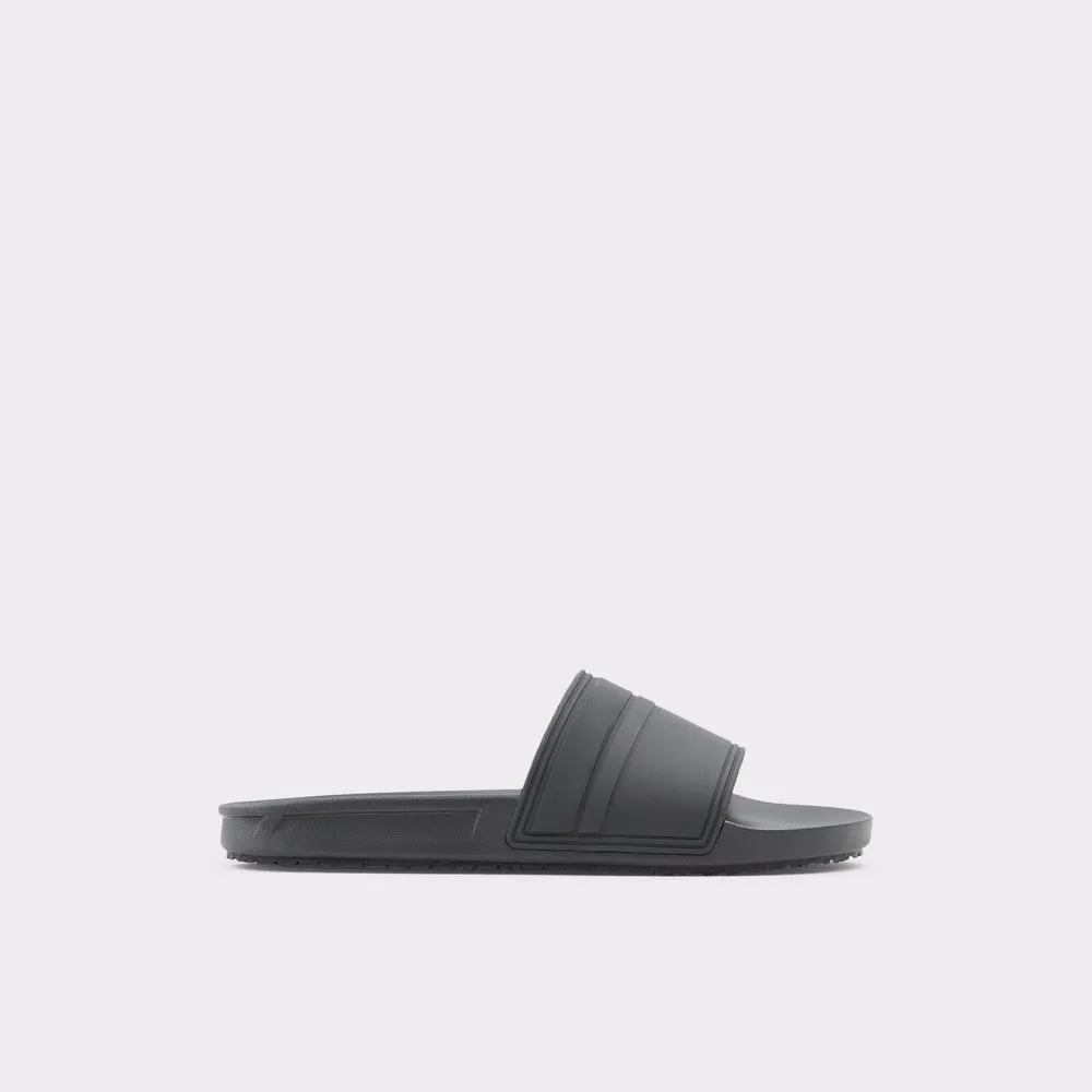 Black Synthetic Rubber Thick-soled Synthetic Leather Flip Flops