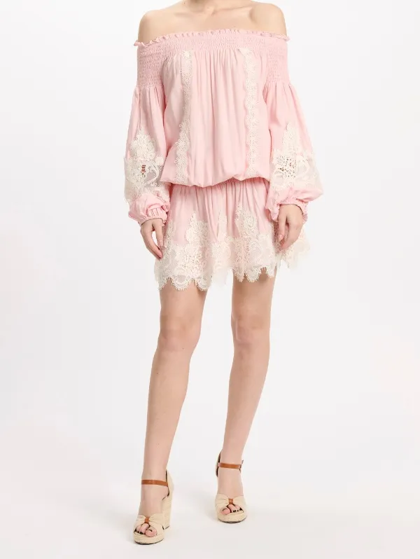 Off-Shoulder Lace Mini Dress