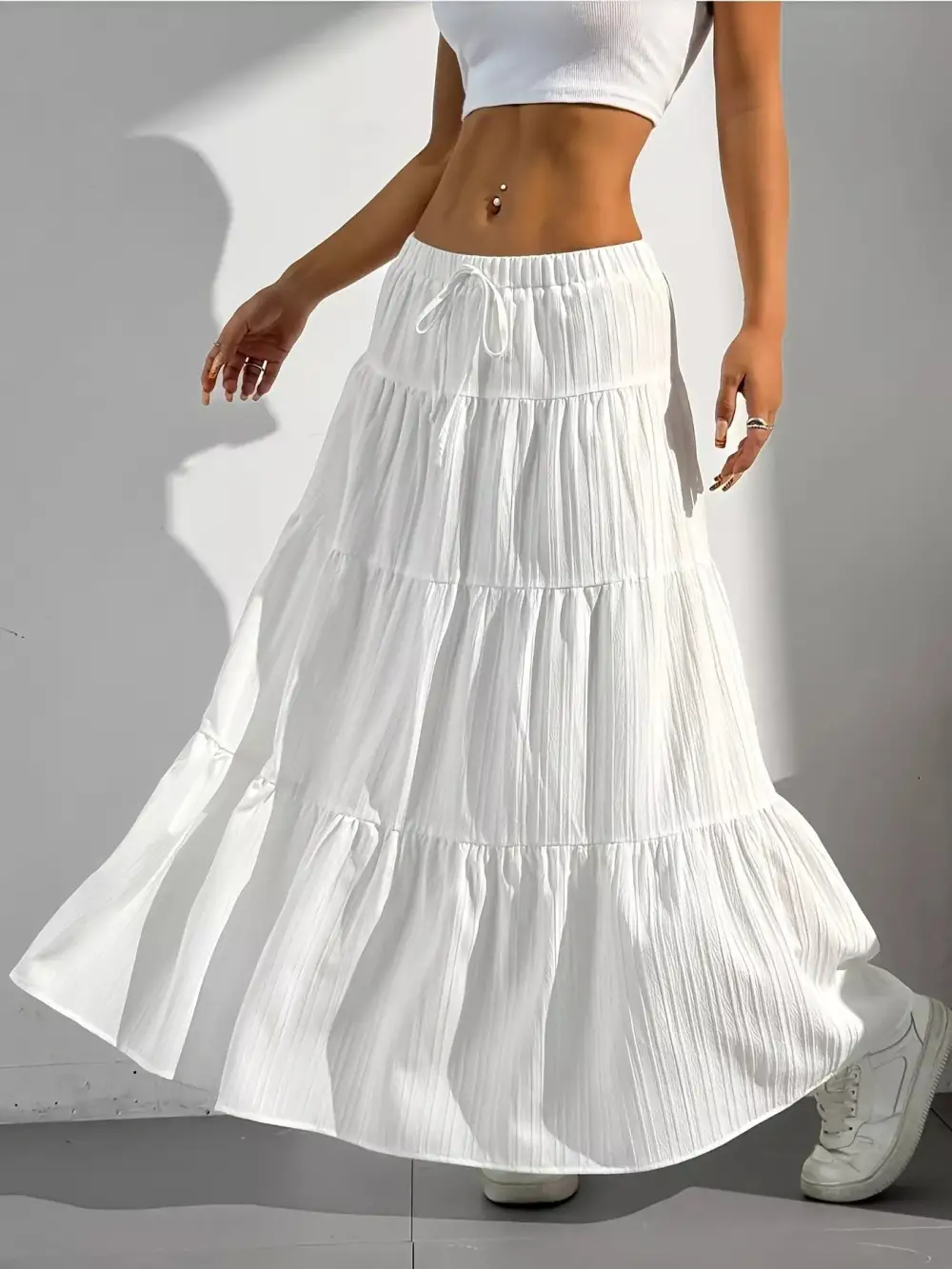Modern Tiered Flowy Maxi Skirt