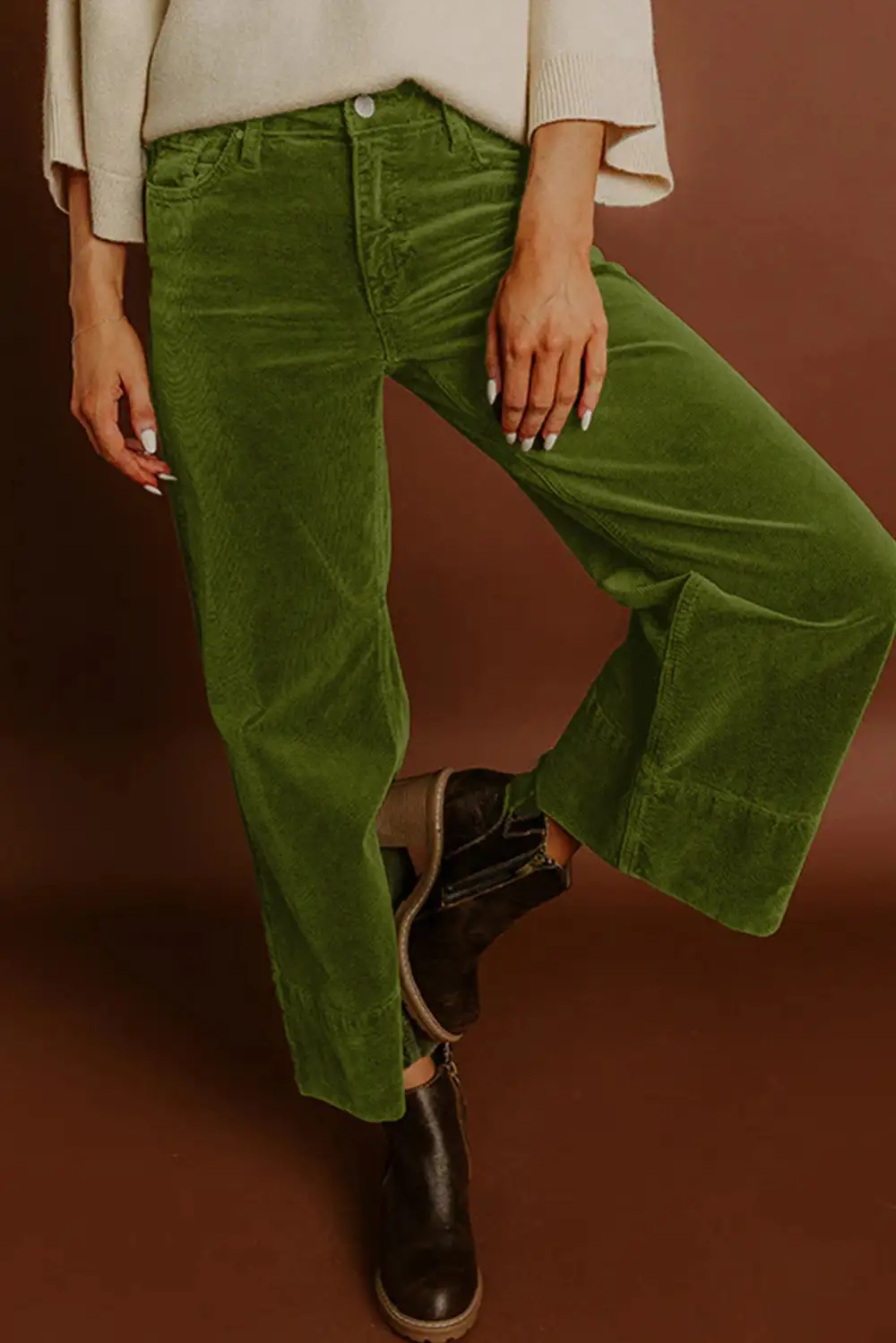 Corduroy High Neck High Waist Wide Leg Pants
