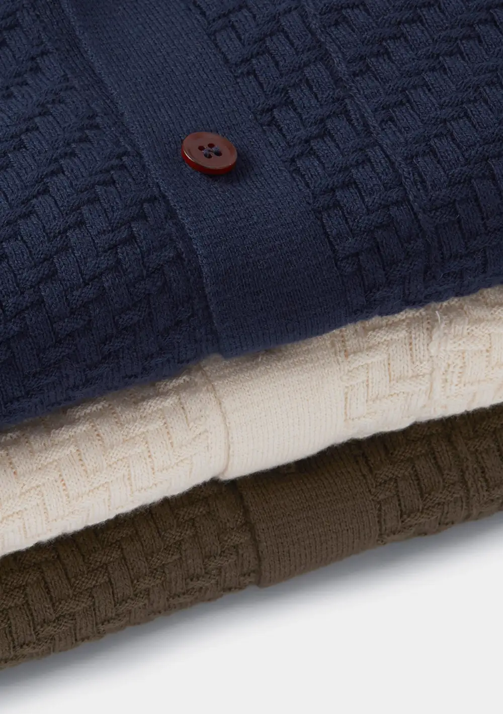 Navy Herringbone Knit Polo